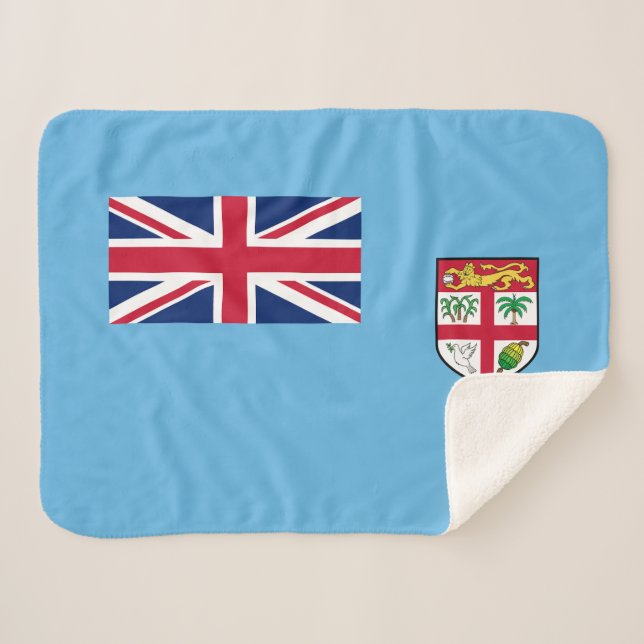 Fiji Flag Sherpa Blanket (Front (Horizontal))