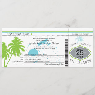 Fiji Islands Boarding Pass Wedding Invitation