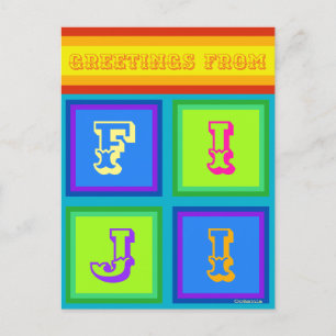 Fiji Islands Oceania colourful vacation Postcard