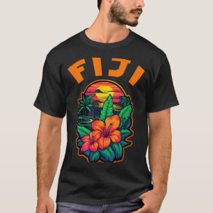 Fiji Islands Pacific Ocean Trocal Flowers Beach Va T-Shirt