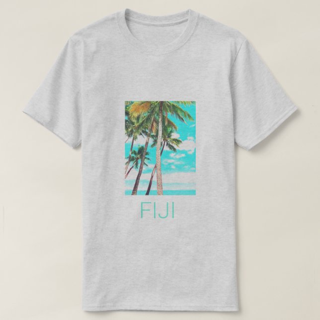 Fiji Islands Summer coconut palm trees travel T-Shirt (Design Front)
