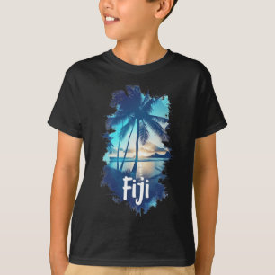 Fiji Palm Trees Beach Sunset Vacation Souvenir For T-Shirt