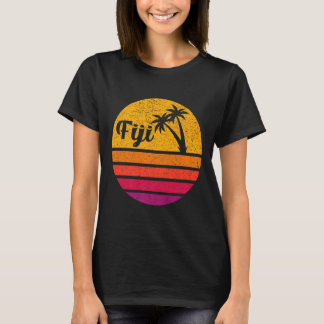 Fiji Retro Style 70s 80s Vintage Palm Tree Sunset T-Shirt
