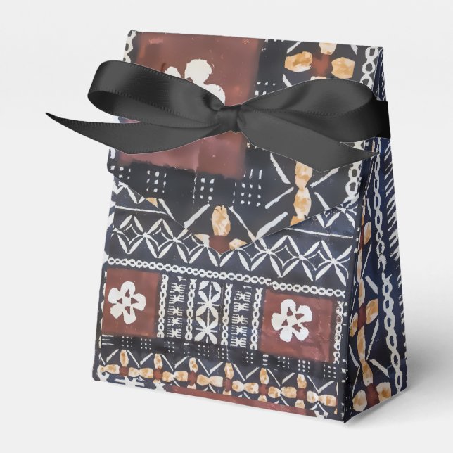 Fiji Tapa Barkcloth Print Paper Favour Bag Favor Box (Front Side)