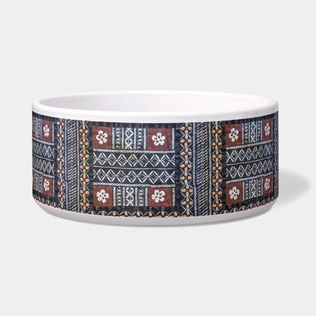 Fiji Tapa Cloth Print Pet Bowl (Left)