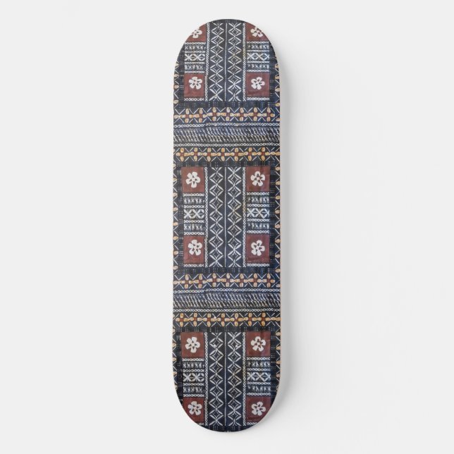 Fiji Tapa Cloth Tribal Print Skateboard (Front)