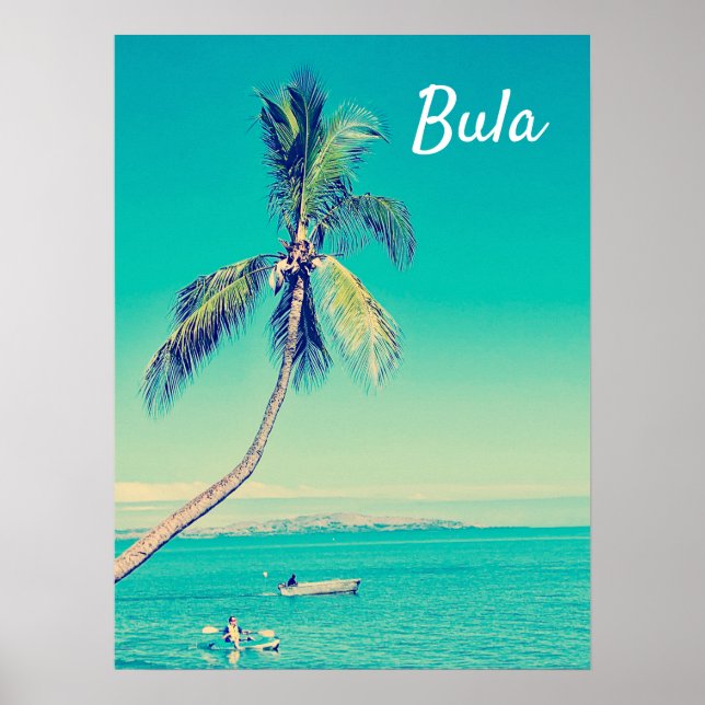 Fiji tropical bula palm trees retro travel print (Front)