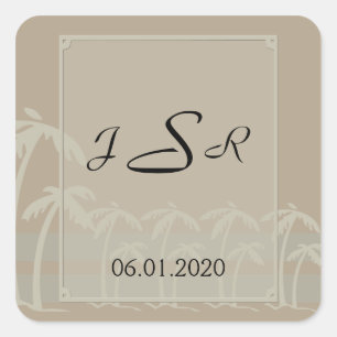 Fiji: Tropical Palm Trees Monogram Sticker
