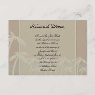 Fiji: Tropical Palm Trees Taupe Wedding Rehearsal Invitation