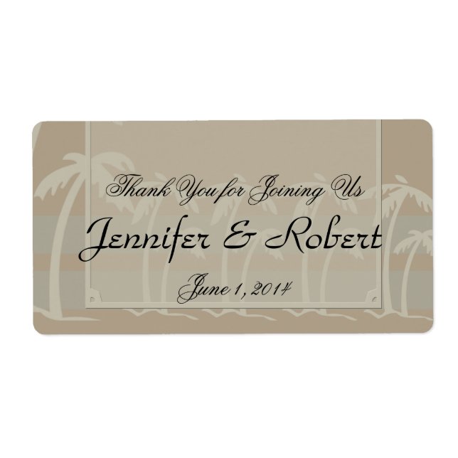 Fiji: Tropical Palm Trees Water Bottle Label (Front)