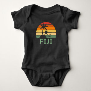 Fiji Vintage Palm Trees Summer Beach Baby Bodysuit