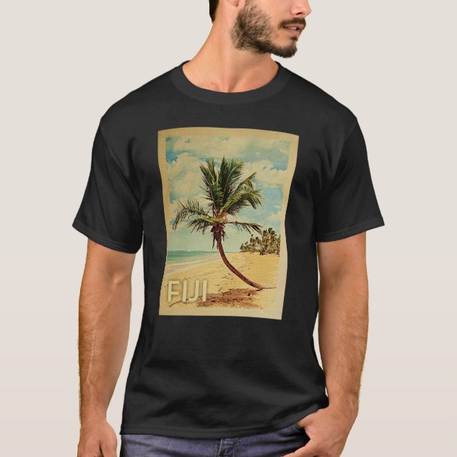 Fiji Vintage Travel T-shirt - Beach (Front)