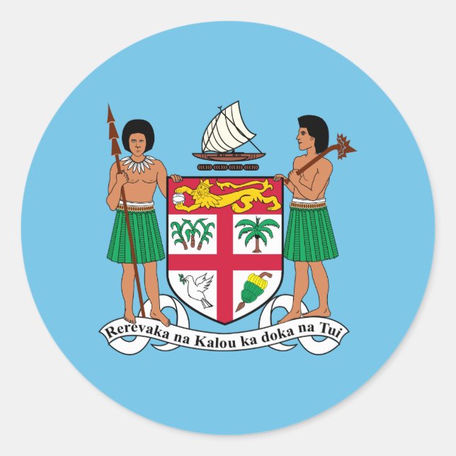 Fijian Coat of Arms, Fiji Classic Round Sticker (Front)