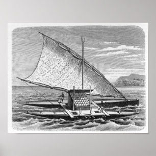 Fijian double canoe from The History of Poster