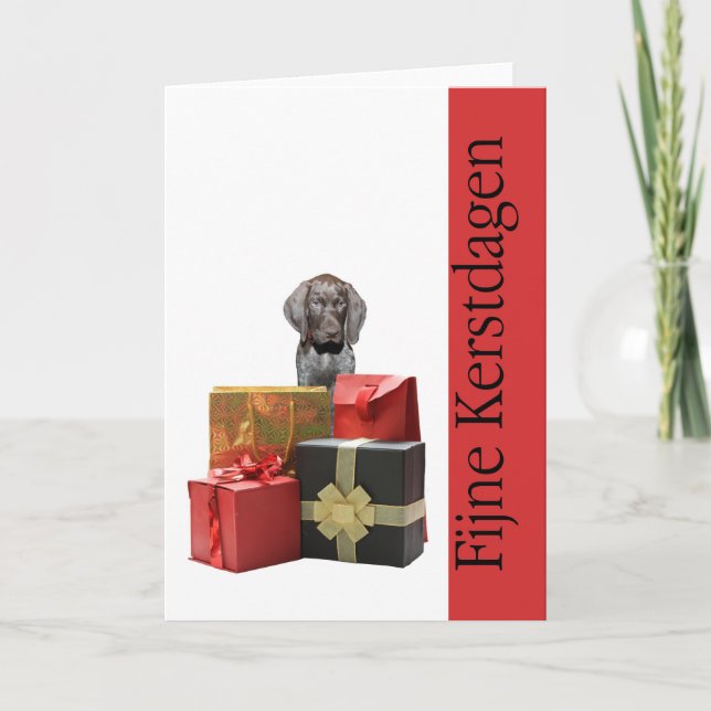 Fijne kerst german shorthaired pointer Chistmas Holiday Card (Front)