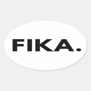 Fika B&W Oval Sticker