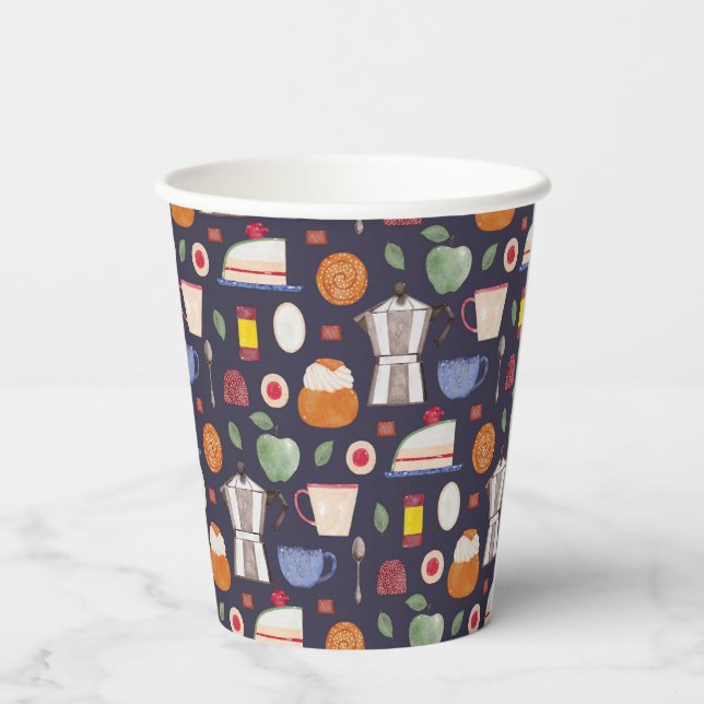 Fika (Eclipse) – Watercolor Pattern Paper Cups (Back)