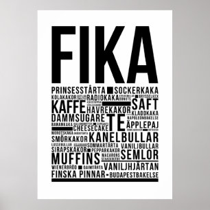 Fika swedish coffee sweets Typography  Poster