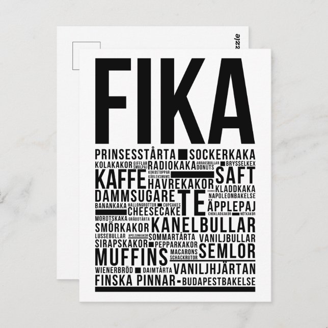Fika swedish coffee sweets Typography  Poster Postcard (Front/Back)