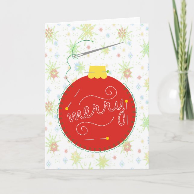 fil à coudre carte ornement de Noël (Devant)