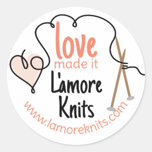 Fil coeur amour aiguilles tricot cadeau étiquette