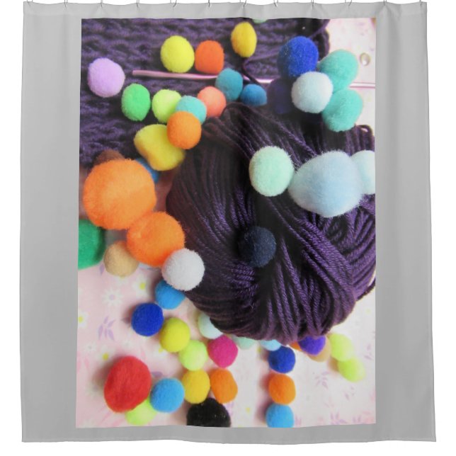 Fil pourpre et Pompoms rideau de douche (Devant)