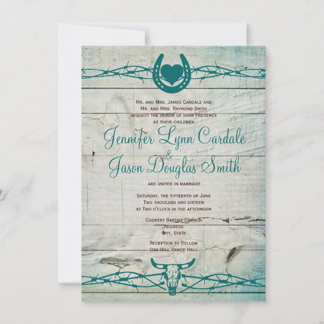 Fil Rustique Barbed Horseshoe Invitations de maria (Devant)