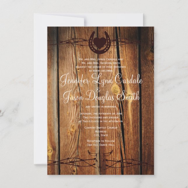 Fil Rustique Barbed Horseshoe Invitations de maria (Devant)