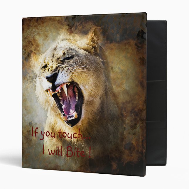 file binder with lion with warning not to touch (Front/Inside)