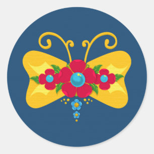 Fileteado Filete Porteño Buenos Aires Butterfly Classic Round Sticker