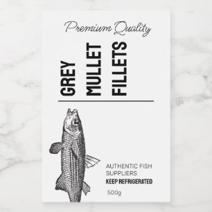 Filets de poissons de Mullet gris Étiquette de pro