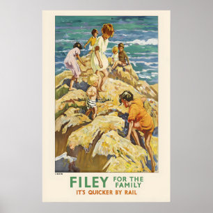 Filey North Yorkshire England Vintage Travel Poster