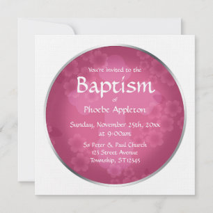 Filiale florale Fuchsia Baptism Invitations