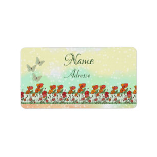 filigraner Mohn  adressaufkleber Label