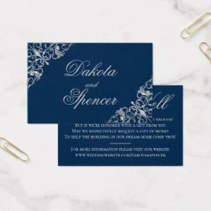 Filigree Art déco Silver Navy Blue Wishing Well
