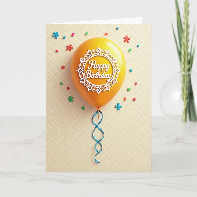 Filigree Birthday Ribbon Card (Front)