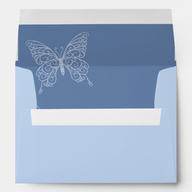 Filigree Butterfly Envelope in Blue (Back (Bottom))