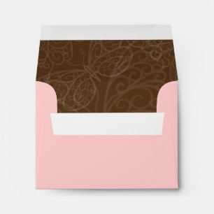 Filigree Butterfly Envelope in Brown and Pink