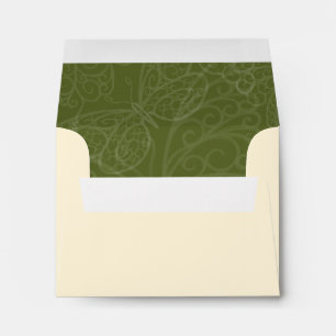 Filigree Butterfly Envelope in Olive Green