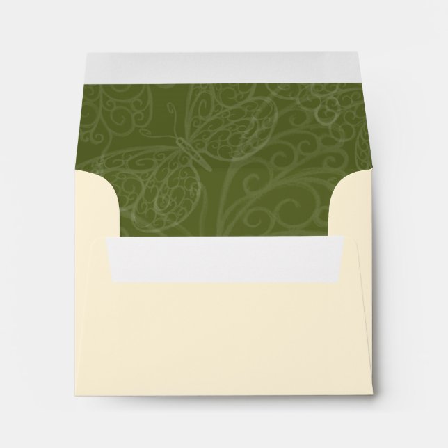 Filigree Butterfly Envelope in Olive Green (Back (Bottom))