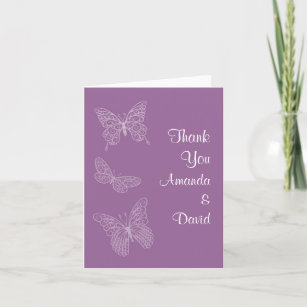 Filigree Butterfly Thank You Card (purple)
