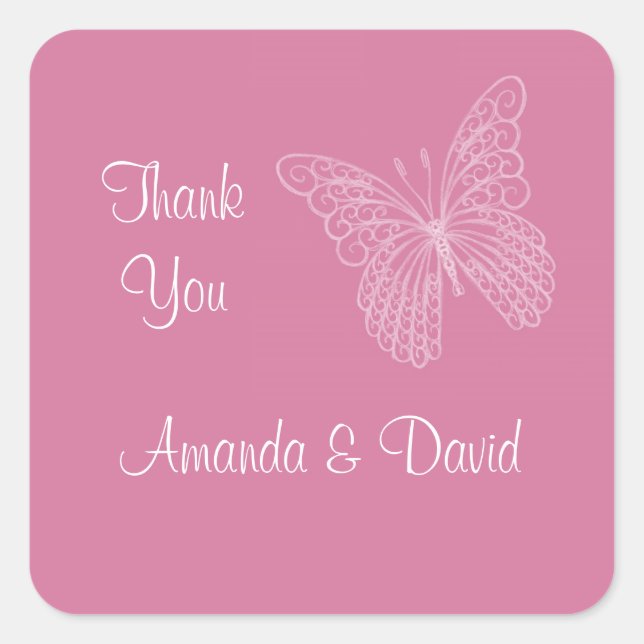 Filigree Butterfly Thank You Sticker (Front)
