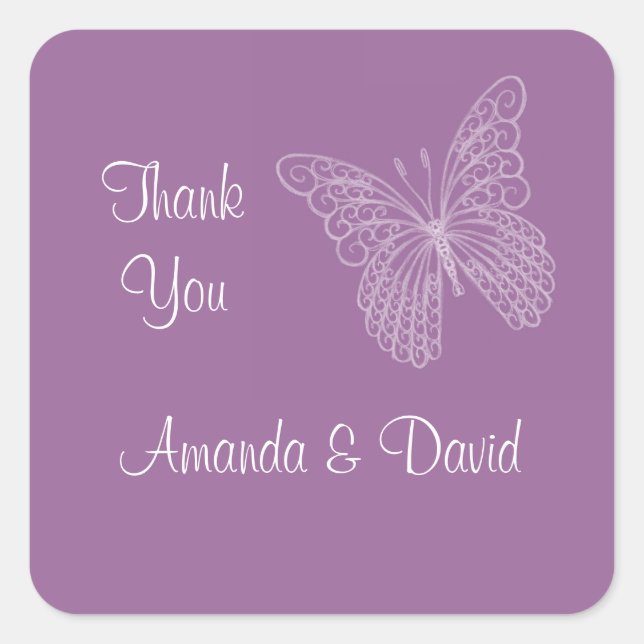 Filigree Butterfly Thank You Sticker (Front)