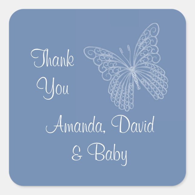 Filigree Butterfly Thank You Sticker (Front)