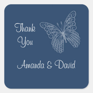 Filigree Butterfly Thank You Sticker