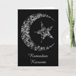 Filigree Crescent Moon and Star on Black Card