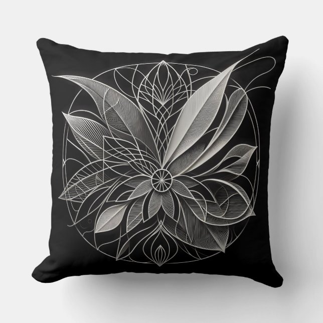 Filigree Floral Mandala Throw Pillow (Front)