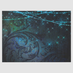 Filigree Flowers and Lights on Dark Decoupage Tissue Paper