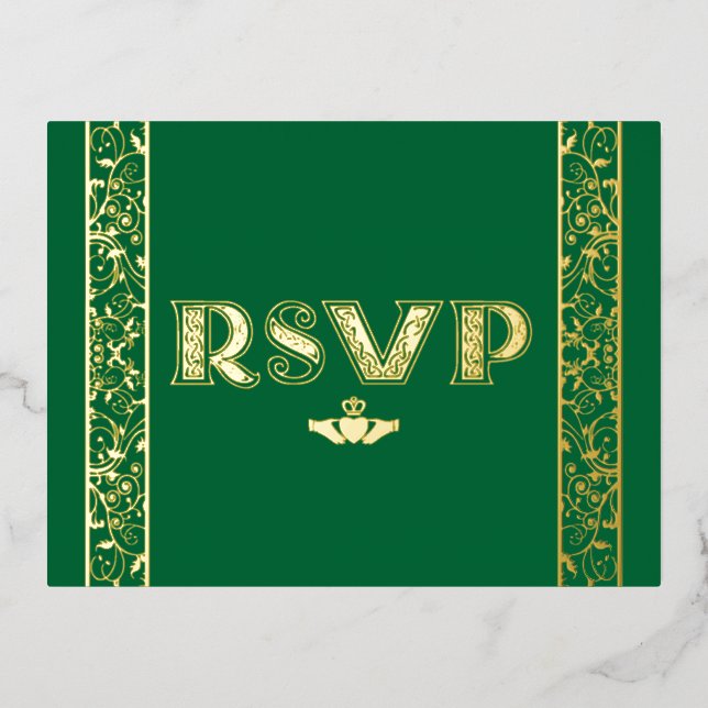 Filigree Foil, Claddagh carte postale RSVP (Recto)