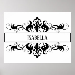 Filigree frame personalized name poster